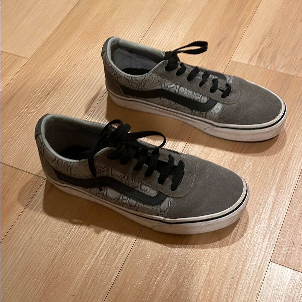 Vans Gray and Black Old Skool Snake Print Sneakers
